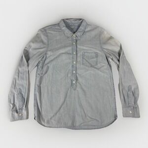J. Crew Popover Shirt Womens Medium Light Blue Chambray Slim Fit Everyday Wear